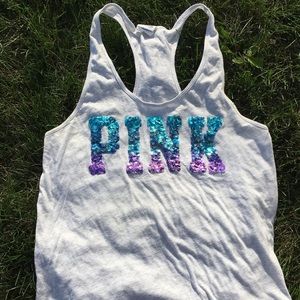 Gray Sequined Tank Top